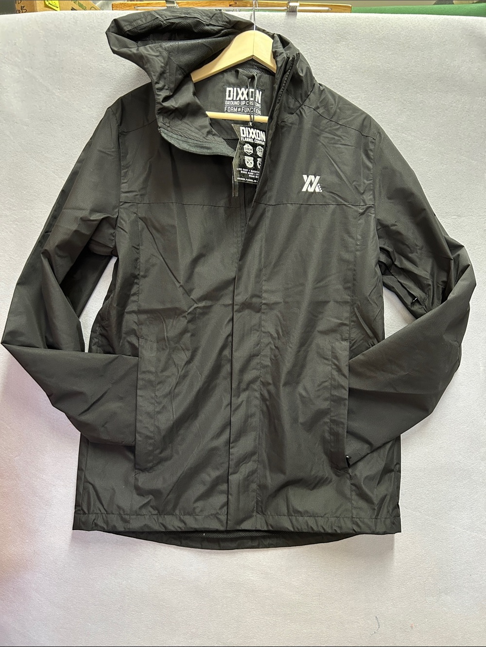 New with Tags Dixxon Men Medium Black Jacket Hood High Quality Construction Long